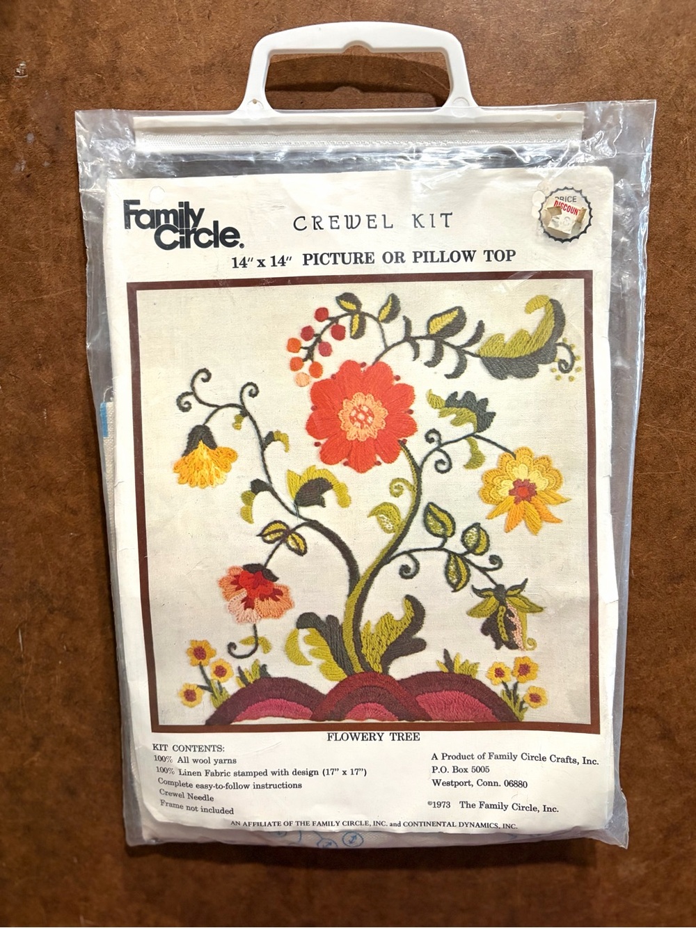 Vintage- 1973 Family Circle- Flowery Tree- Crewel Kit